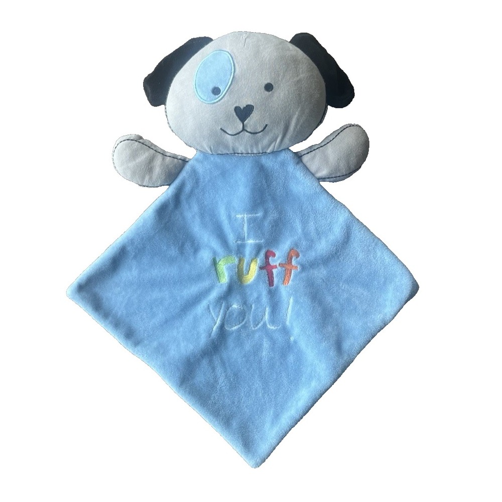 Sandra Magsamen Security Baby Blanket Lovey Blue Puppy Dog "I Ruff You"